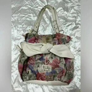 ELLE Brand Woman’s Floral Handbag With Multisectioned/Pocketed Inside